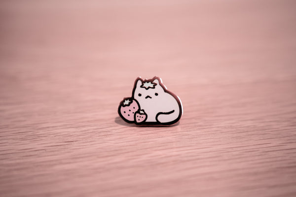 Strawberry Kitty Enamel PIn