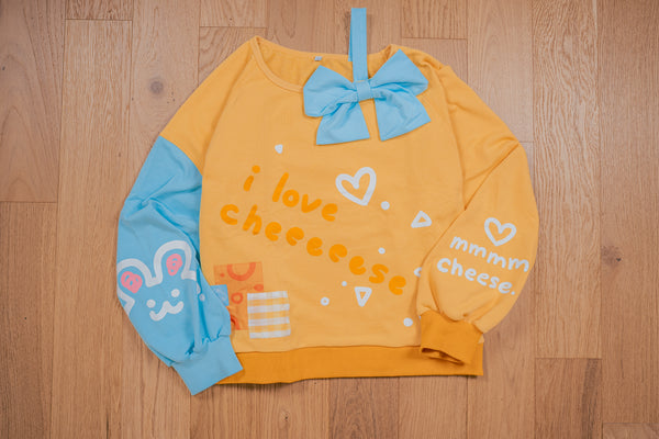 [PRE-ORDER] Cheese Love Off-Shoulder Sweatshirt