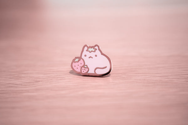 Strawberry Kitty Enamel PIn