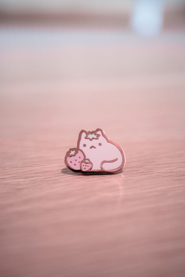 Strawberry Kitty Enamel PIn